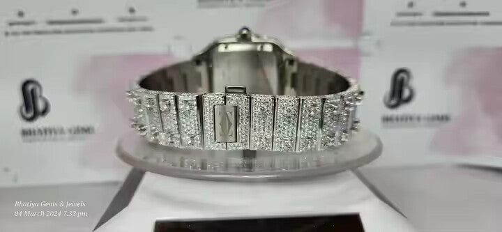 Hip Hop Style Meets Luxury with Our Certified Full Iced Out Diamonds Stainless Steel Moissanite Watch