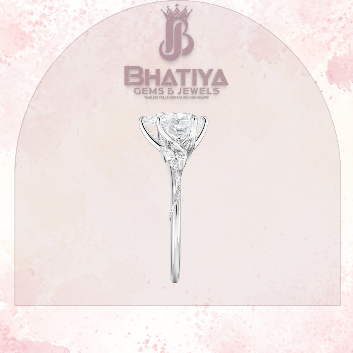 Vintage-Inspired Diamond Engagement Ring – 6-Prong Setting with Side Accents in Yellow Gold