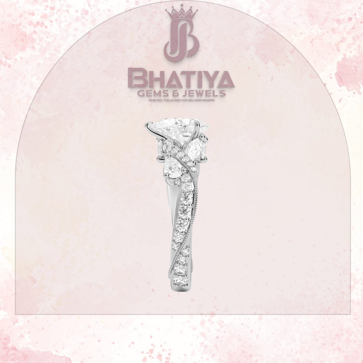 Royal Radiance Diamond Ring – 14K Gold Plated with Twisted Pave Band For Men's and Woman