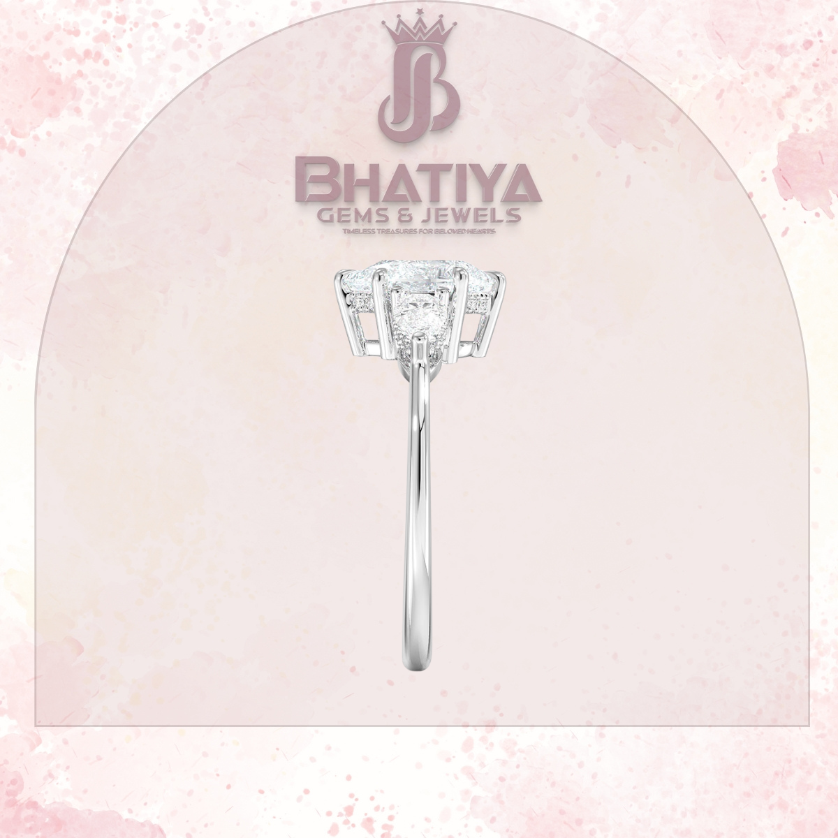 Elegant Diamond Engagement Ring – 14K Yellow Gold with Side Pear-Shaped Diamonds Luxury Fine Jewelry by Bhatiya Gems & Jewels