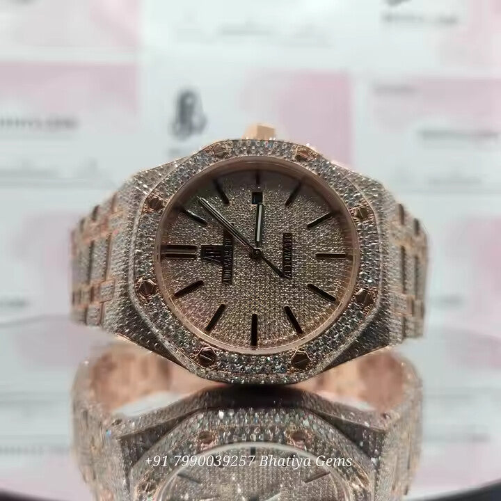 Moissanite Diamond VVS Hip-hop Watch Stainless Steel Handmade Setting Luxury With Handmade Diamond Setting