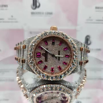 VVS Diamonds Luxurious Vintage Rare Black Dial Stainless Steel Fully Iced Out Moissanite Watch Hip Hop Lovers Dream