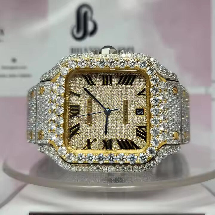 Custom VVS Moissanite Diamond Watch Iced Out Luxury Hip Hop Unisex Timepiece Full Diamond Test Passed Free Delivery