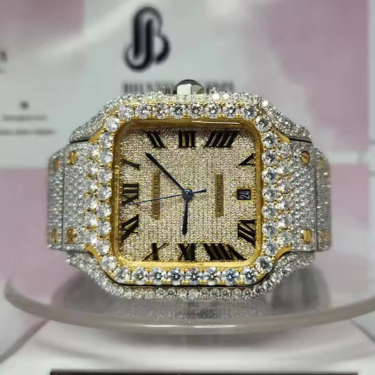 Custom VVS Moissanite Diamond Watch Iced Out Luxury Hip Hop Unisex Timepiece Full Diamond Test Passed Free Delivery