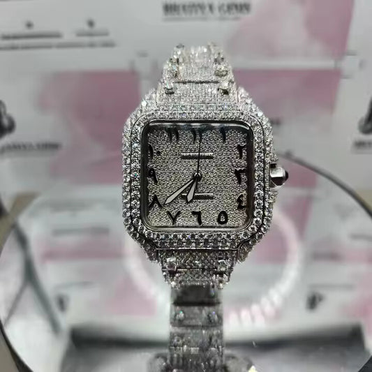 Customized VVS D Moissanite Automatic Movement Moissanite Diamonds Iced Out Timepiece for Men and Women