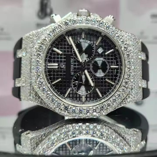 VVS Moissanite Diamond Hip-hop Watch Stainless Steel Handmade Setting Luxury Huge Dial With Test Passed Moissanite Watch