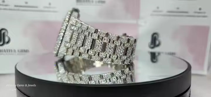 Arabic Dial Premium Quality Antique Iced Out VVS Clarity Moissanite Diamond Studded Luxursy Stainless Steel Watch