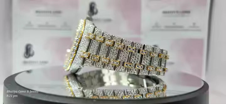 Men's Stainless Steel Hip Hop Bust Down Iced Out Moissanite Watch Bestselling Wholesale Price and Free Shipping