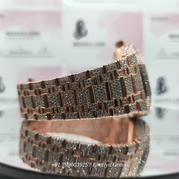 Moissanite Diamond VVS Hip-hop Watch Stainless Steel Handmade Setting Luxury With Handmade Diamond Setting