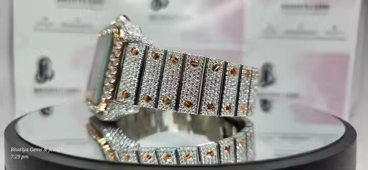 Men's Stainless Steel Branded Iced Out Moissanite Chronological Hip Hop Watch Wholesale Price