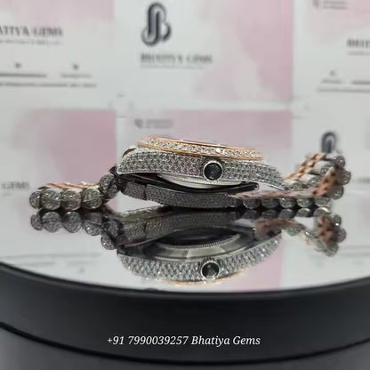 VVS Moissanite Diamond Hip-hop Watch Stainless Steel Handmade Setting Luxury With Handmade Diamond Setting
