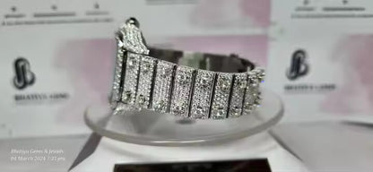 Hip Hop Style Meets Luxury with Our Certified Full Iced Out Diamonds Stainless Steel Moissanite Watch