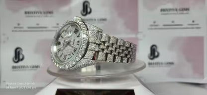 High Quality Stainless Steel Iced Out Moissanite Diamond VVS Clarity Studded Analog Watch Wholesale Price