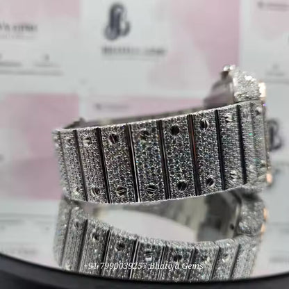 Stainless Steel Luxurious Vintage Rare Black Dial Fully Iced Out Moissanite Watch Hip Hop Lovers Dream