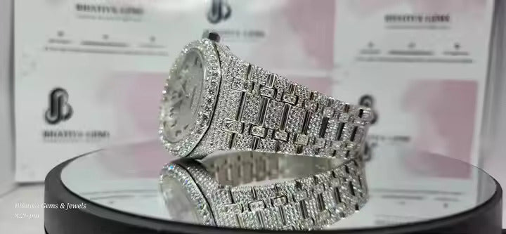 Arabic Dial Premium Quality Antique Iced Out VVS Clarity Moissanite Diamond Studded Luxursy Stainless Steel Watch