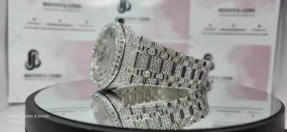 Arabic Dial Premium Quality Antique Iced Out VVS Clarity Moissanite Diamond Studded Luxursy Stainless Steel Watch