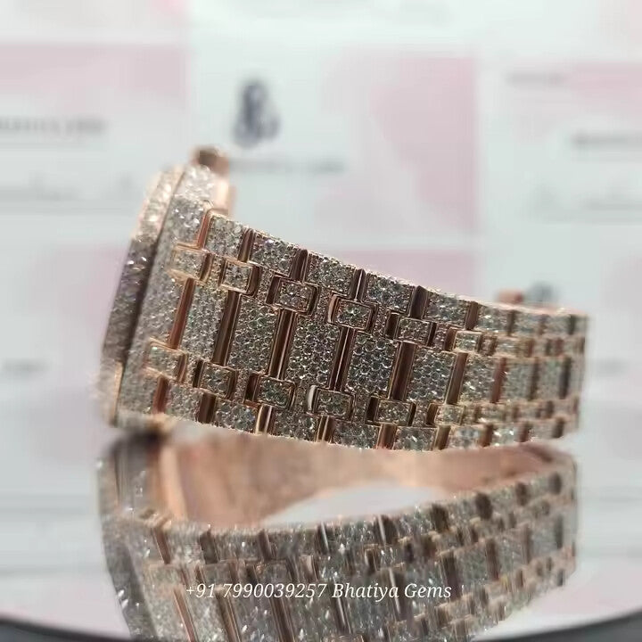 Moissanite Diamond VVS Hip-hop Watch Stainless Steel Handmade Setting Luxury With Handmade Diamond Setting