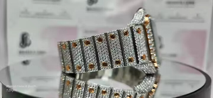 Men's Stainless Steel Branded Iced Out Moissanite Chronological Hip Hop Watch Wholesale Price