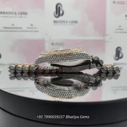 VVS Moissanite Diamond Hip-hop Watch Stainless Steel Handmade Setting Luxury With Handmade Diamond Setting