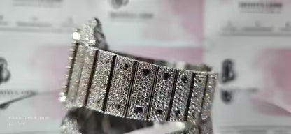 Skeleton Silver Men's Iced Out Moissanite Quartz Hip Hop Luxury Mechanical Wrist Watch for Men