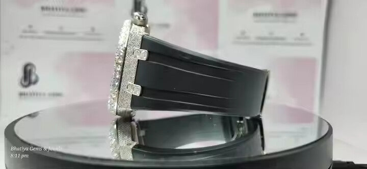 VVS Moissanite Diamond Hip-hop Watch Stainless Steel Handmade Setting Luxury Huge Dial With Test Passed Moissanite Watch