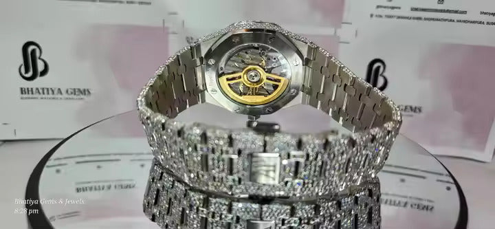 Arabic Dial Premium Quality Antique Iced Out VVS Clarity Moissanite Diamond Studded Luxursy Stainless Steel Watch