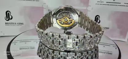 Arabic Dial Premium Quality Antique Iced Out VVS Clarity Moissanite Diamond Studded Luxursy Stainless Steel Watch