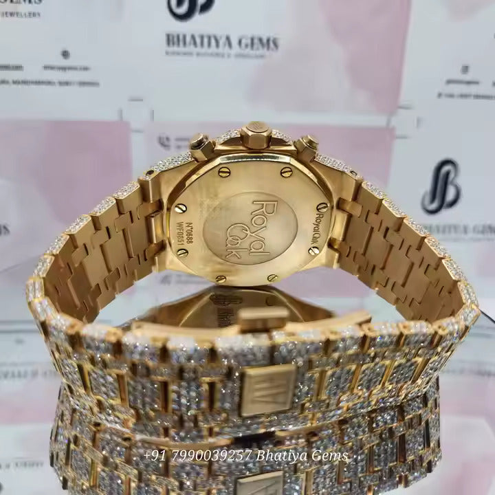 Moissanite Diamond Fully Iced Out Automatic Movement Hip Hop Two Tone Luxury Handmade Men's Watch