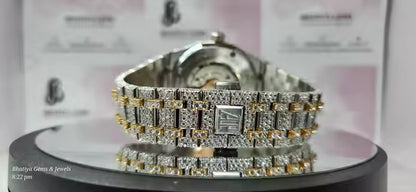 Men's Stainless Steel Hip Hop Bust Down Iced Out Moissanite Watch Bestselling Wholesale Price and Free Shipping