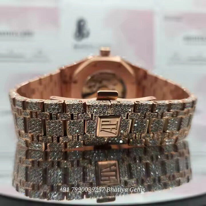 Moissanite Diamond VVS Hip-hop Watch Stainless Steel Handmade Setting Luxury With Handmade Diamond Setting