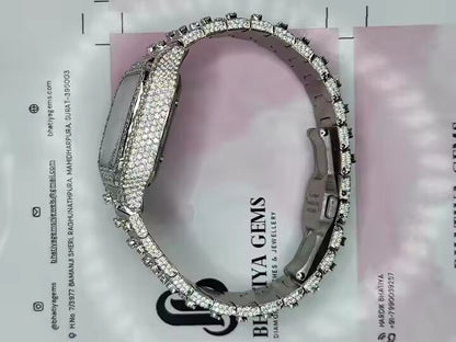 Customized VVS D Moissanite Automatic Movement Moissanite Diamonds Iced Out Timepiece for Men and Women