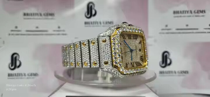 Custom VVS Moissanite Diamond Watch Iced Out Luxury Hip Hop Unisex Timepiece Full Diamond Test Passed Free Delivery