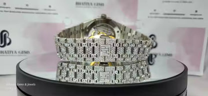 Arabic Dial Premium Quality Antique Iced Out VVS Clarity Moissanite Diamond Studded Luxursy Stainless Steel Watch