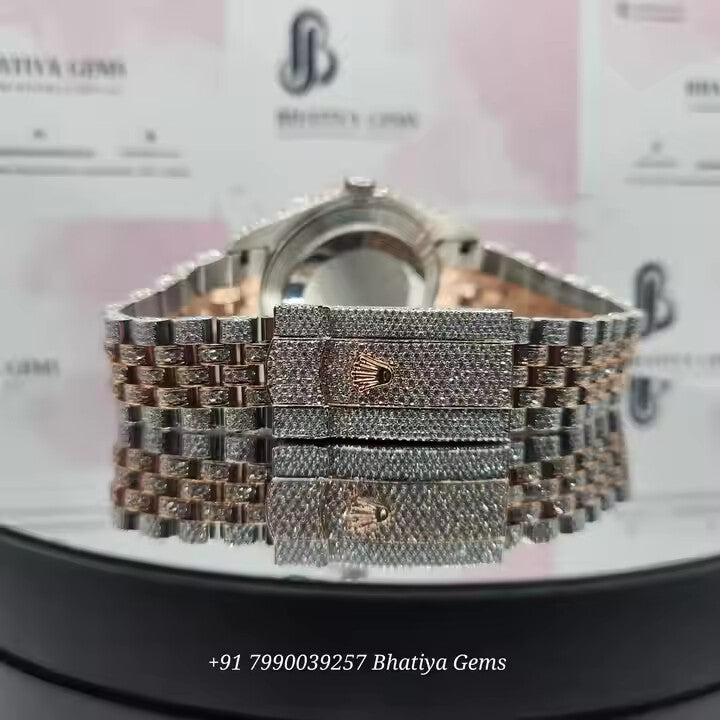 VVS Moissanite Diamond Hip-hop Watch Stainless Steel Handmade Setting Luxury With Handmade Diamond Setting