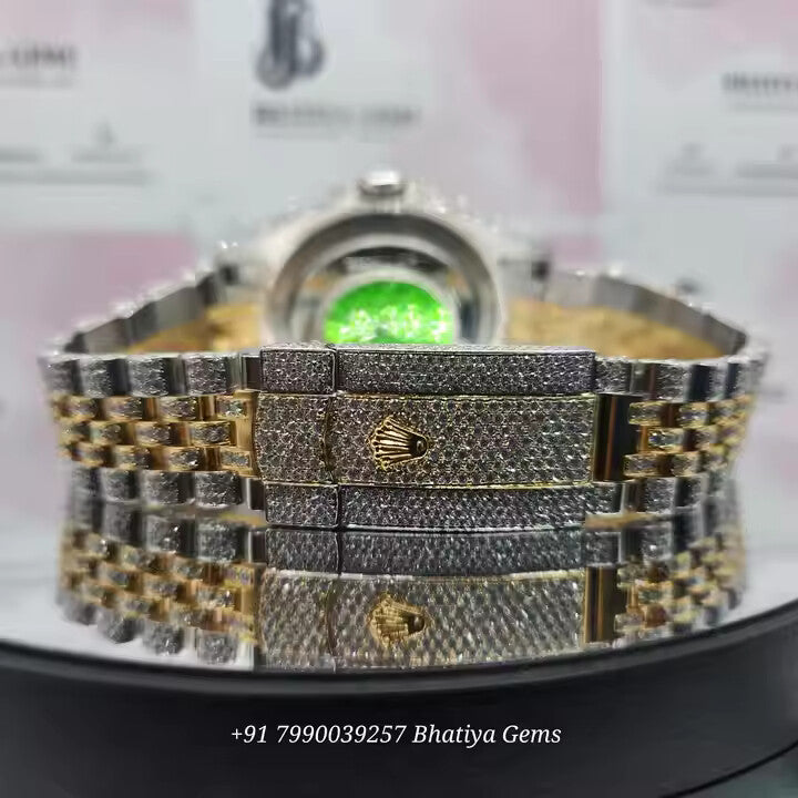 High Quality Luxury Men's Stainles Steel Hip Hop Watch with VVS Moissanite Diamond Handcrafted Setting