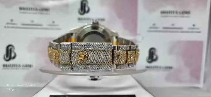 High Quality Luxury Men's Stainless Steel Hip Hop Watch with VVS Moissanite Diamond Handcrafted Setting
