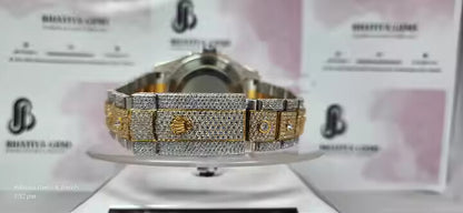 High Quality Luxury Men's Stainless Steel Hip Hop Watch with VVS Moissanite Diamond Handcrafted Setting