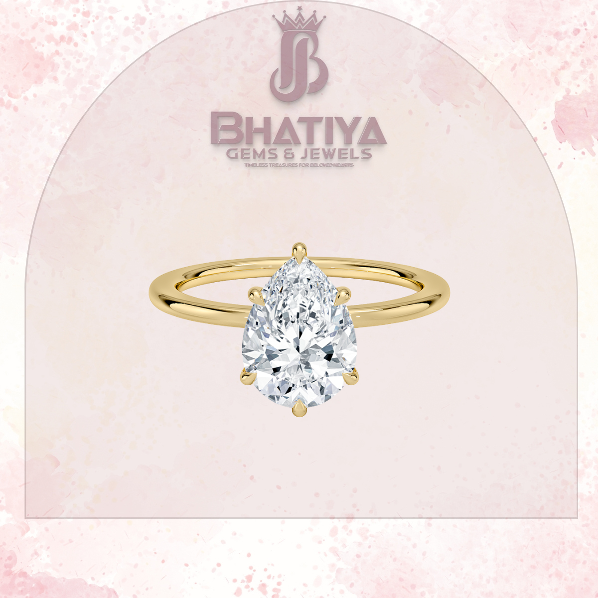 Classic Diamond Engagement Ring Minimalist Yellow Gold Setting Pure Love Solitaire Ring.