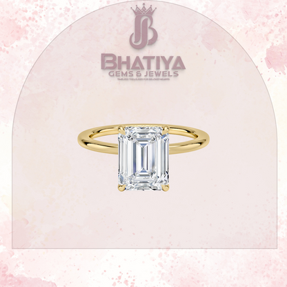Classic Diamond Engagement Ring Minimalist Yellow Gold Setting Pure Love Solitaire Ring.