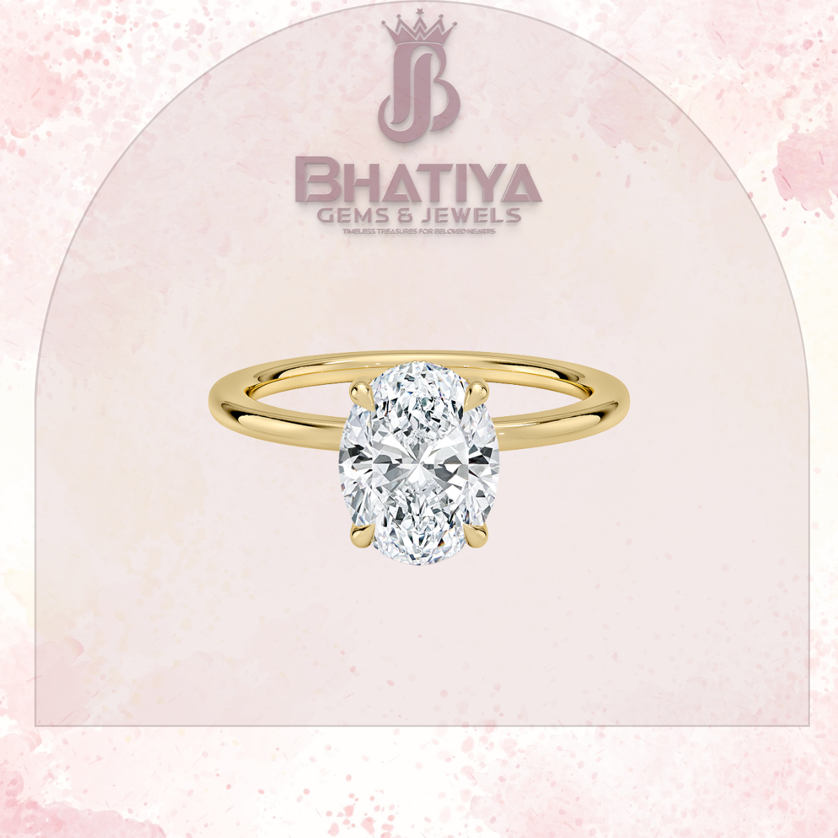 Classic Diamond Engagement Ring Minimalist Yellow Gold Setting Pure Love Solitaire Ring.