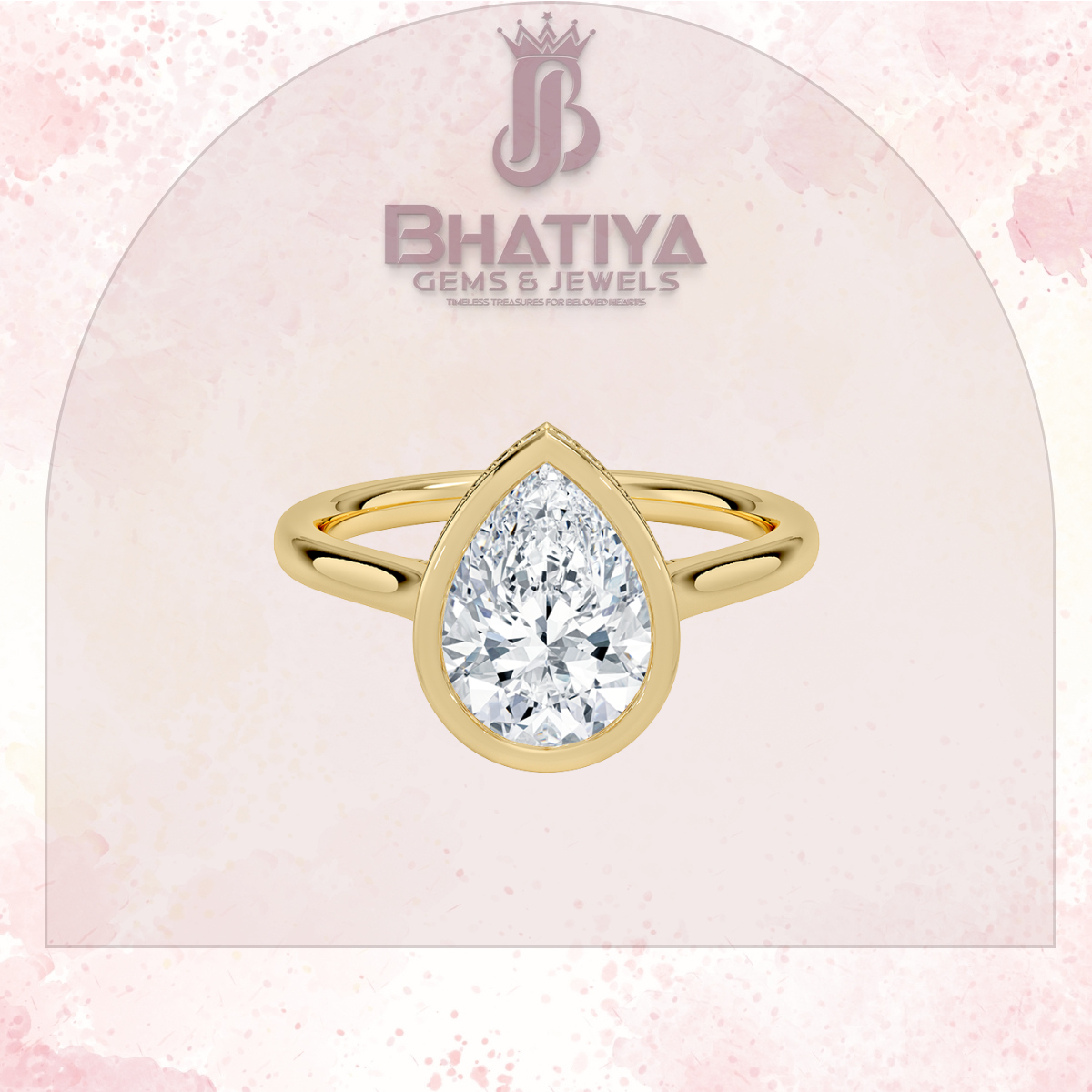 Radiant Elegance luxury Cut Diamond Ring in Yellow Gold Bezel Setting
