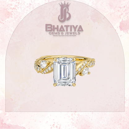Royal Radiance Diamond Ring – 14K Gold Plated with Twisted Pave Band For Men's and Woman