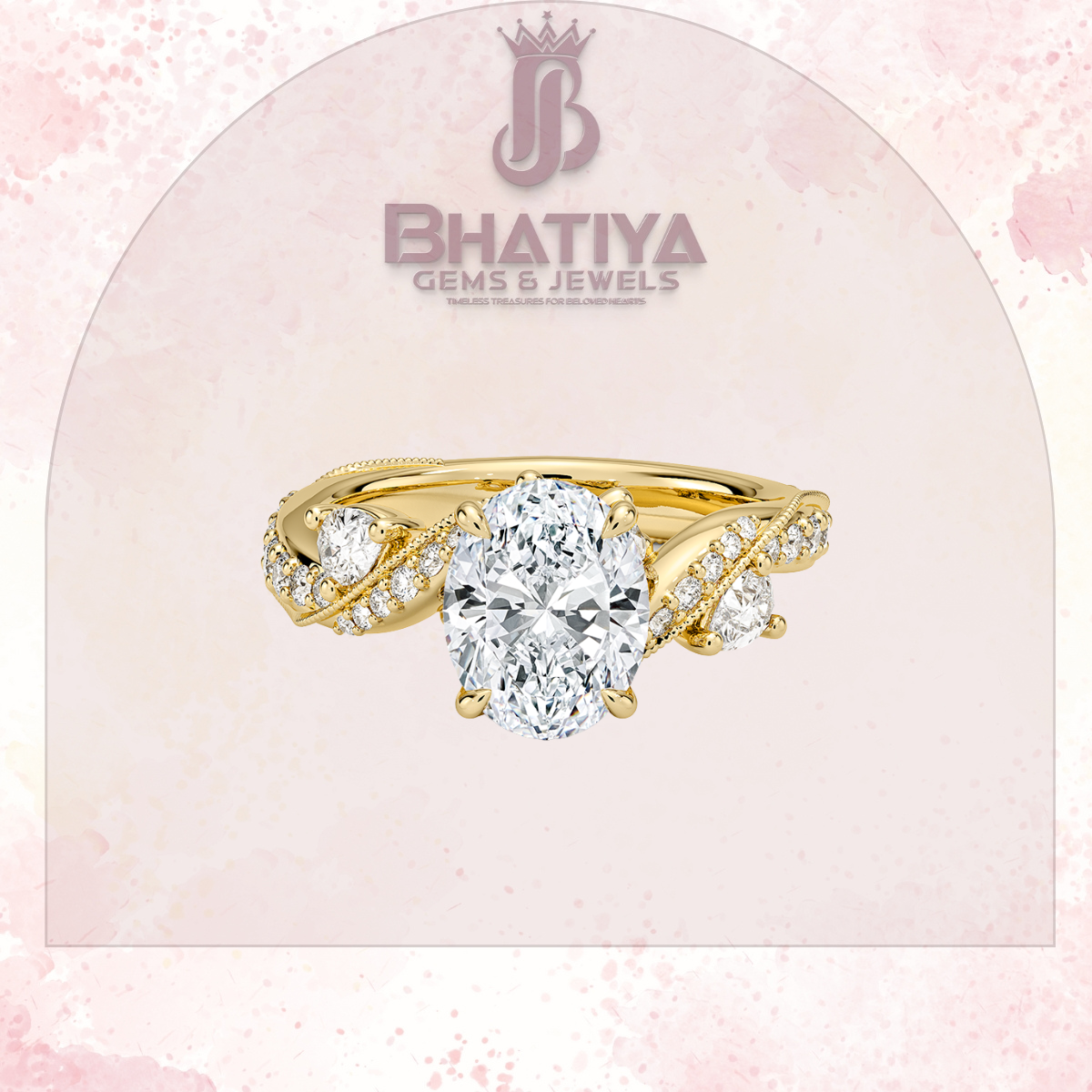 Royal Radiance Diamond Ring – 14K Gold Plated with Twisted Pave Band For Men's and Woman