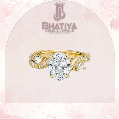 Royal Radiance Diamond Ring – 14K Gold Plated with Twisted Pave Band For Men's and Woman