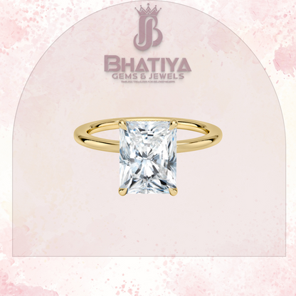 Classic Diamond Engagement Ring Minimalist Yellow Gold Setting Pure Love Solitaire Ring.