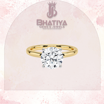 Elegant Diamond Solitaire Ring in 14K Gold with Comfort Fit Band – Timeless Piece for Engagements and Moissanite Diamond