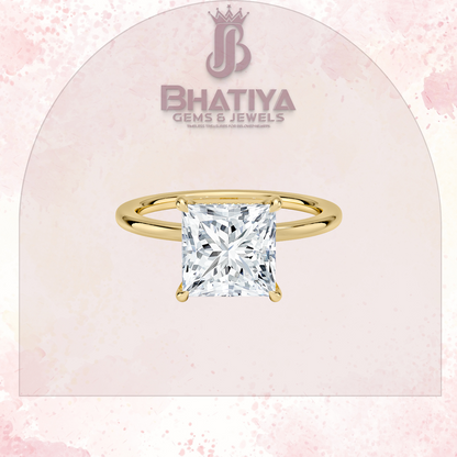 Classic Diamond Engagement Ring Minimalist Yellow Gold Setting Pure Love Solitaire Ring.