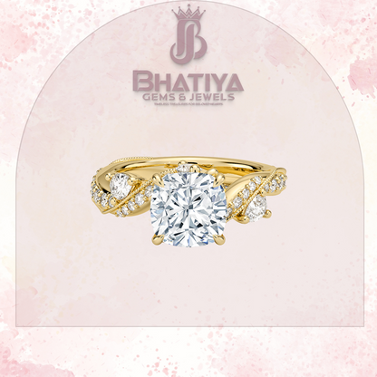 Royal Radiance Diamond Ring – 14K Gold Plated with Twisted Pave Band For Men's and Woman