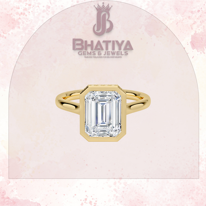 Radiant Elegance luxury Cut Diamond Ring in Yellow Gold Bezel Setting