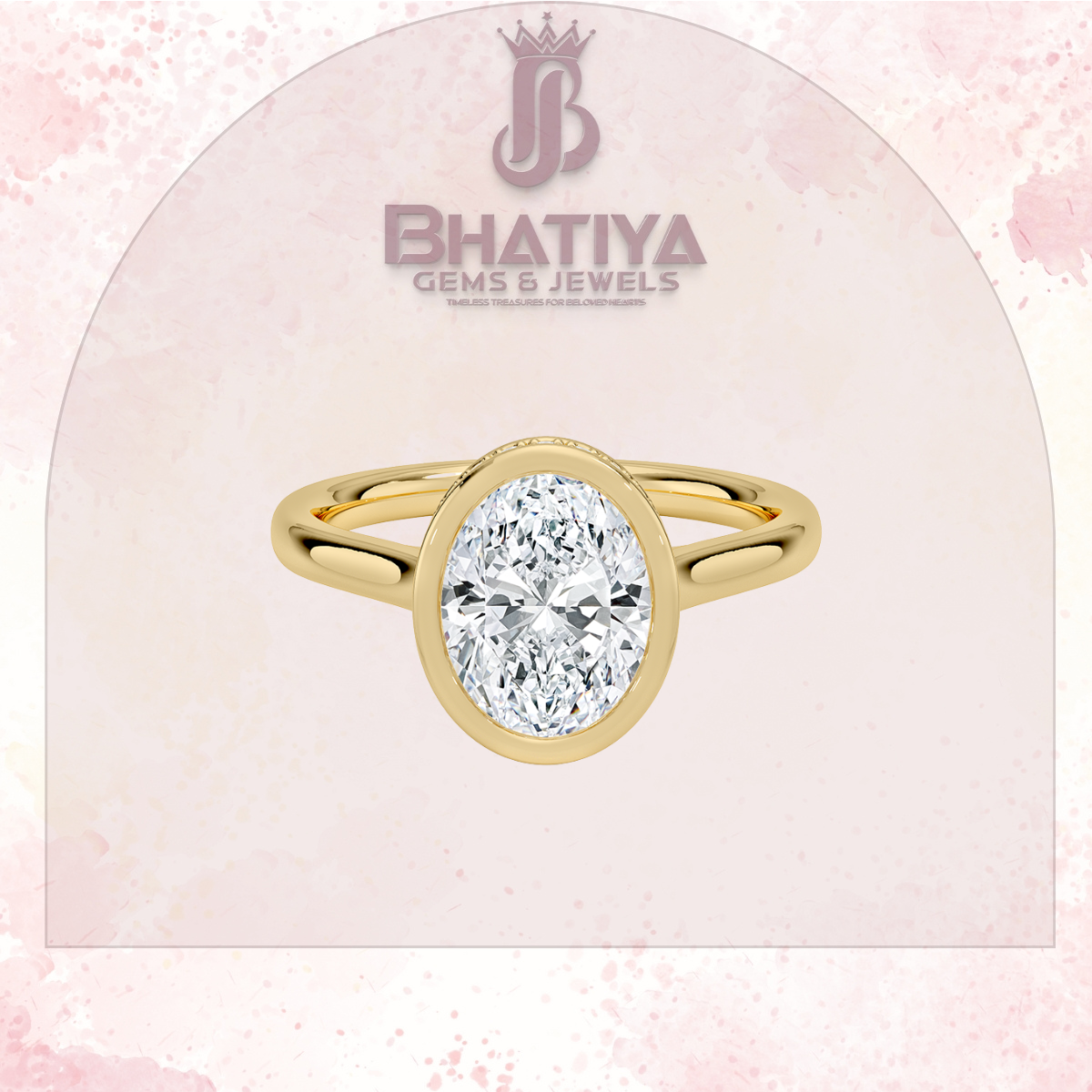 Radiant Elegance luxury Cut Diamond Ring in Yellow Gold Bezel Setting